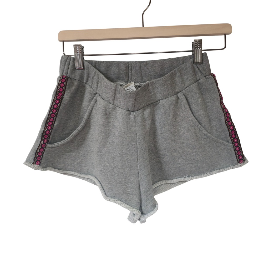Natural Life Embroidered Trim Sweat Shorts Womens S Gray Cotton Boho Festival